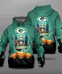 Nfl Green Bay Packers Halloween Jack Skellington Men And Women 3D Hoodie Zip Hoodie Green Bay Packers 3D Shirt