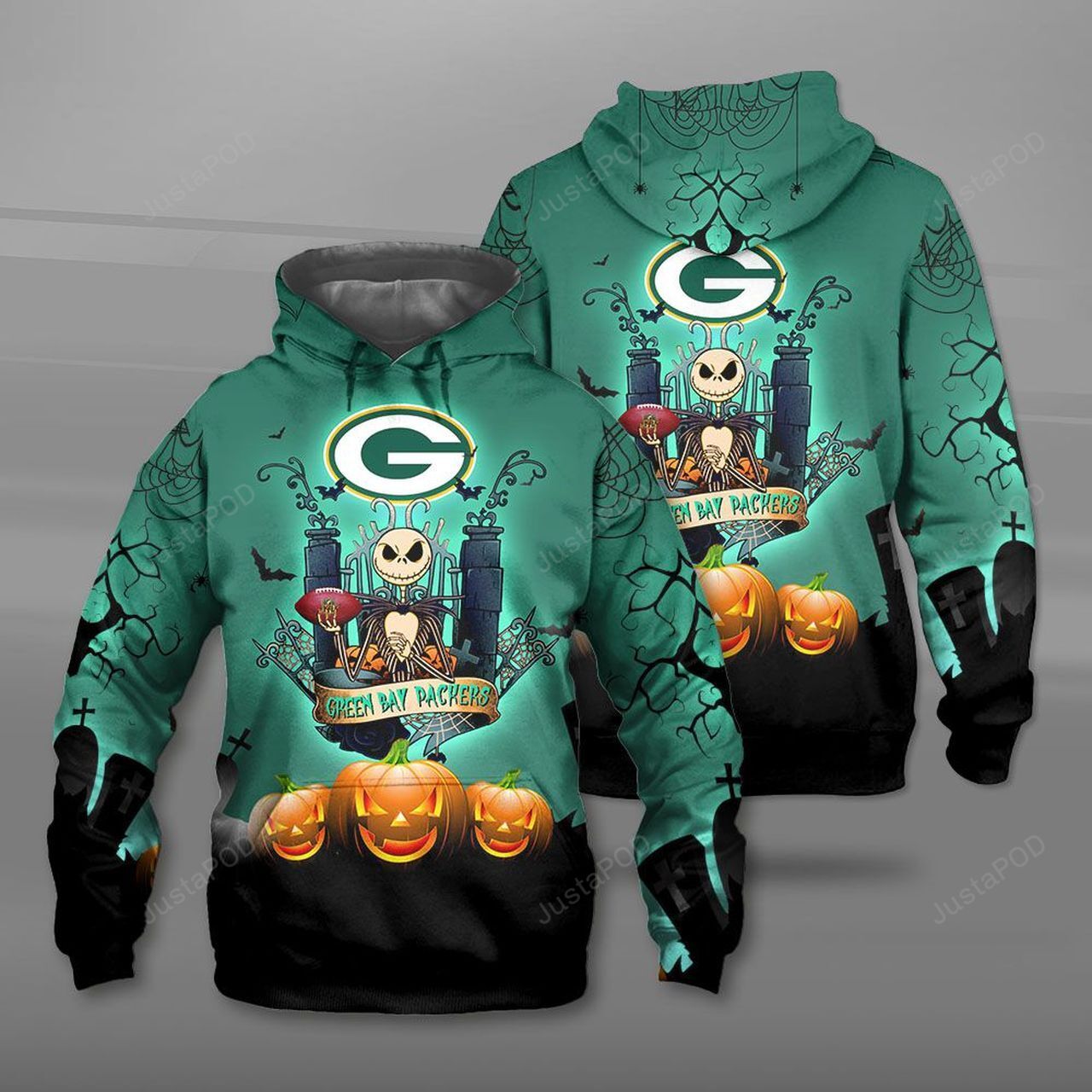 Nfl Green Bay Packers Halloween Jack Skellington Men And Women 3D Hoodie Zip Hoodie Green Bay Packers 3D Shirt