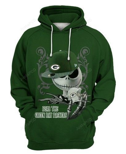 Nfl Green Bay Packers Jack Skellington 3D All Over Print Zip Up Hoodie Option