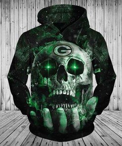 Nfl Green Bay Packers Skull 3D All Over Print Zip Up Hoodie Option