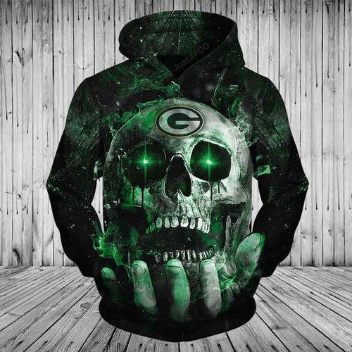 Nfl Green Bay Packers Skull 3D All Over Print Zip Up Hoodie Option