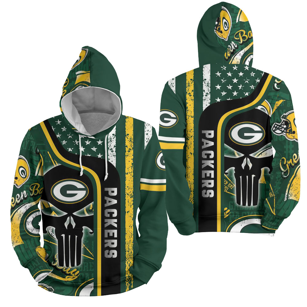 Nfl Green Bay Packers With Skull Pattern 3D Full Over Print Hoodie Zip Hoodie Sweater Tshirt 3