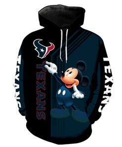 Nfl Houston Texans Mickey 3D Hoodie Zip Hoodie, Nfl 3D All Over Print Hoodie Zip Hoodie