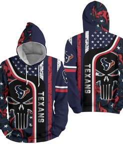 Nfl Houston Texans With Skull Pattern 3D Full Over Print Hoodie Zip Hoodie Sweater Tshirt 3