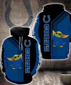 Nfl Indianapolis Colts Baby Yoda Green 3D All Over Print Zip Up Hoodie Option