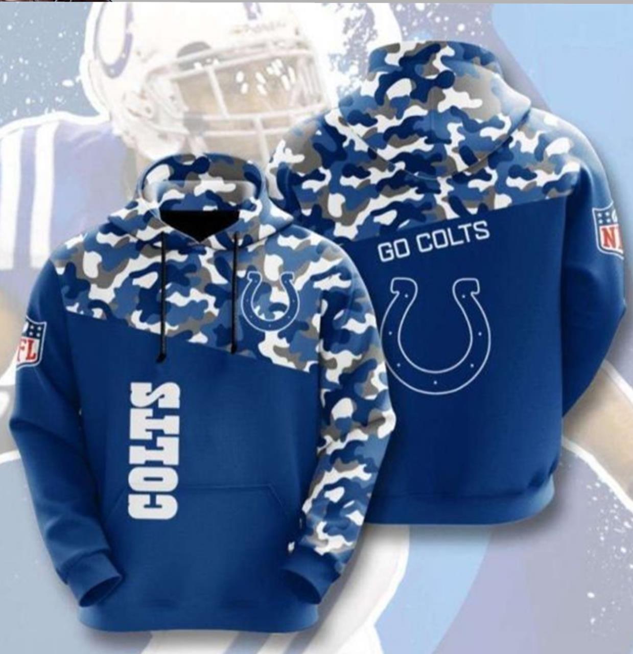 Nfl Indianapolis Colts Camouflage Football Team 3D All Over Print Zip Up Hoodie Option
