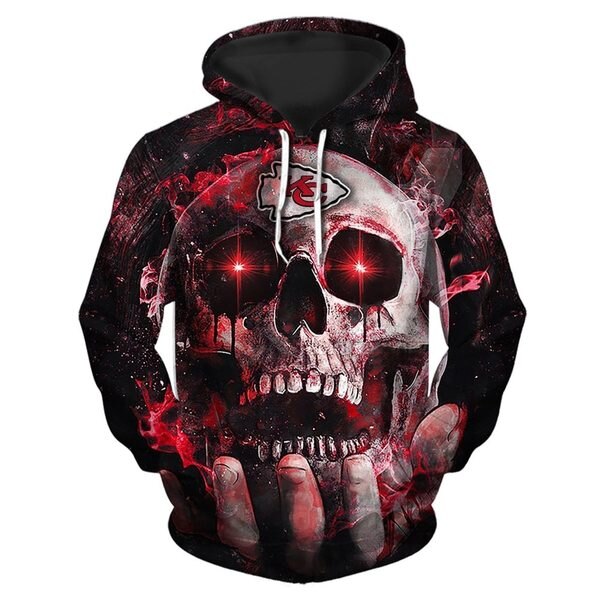 Nfl Kansas City Chiefs Team Neon Skull 3D Hoodie Style 5
