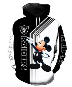 Nfl Las Vegas Raiders Mickey 3D Hoodie Zip Hoodie,3D All Over Print Hoodie Zip Hoodie