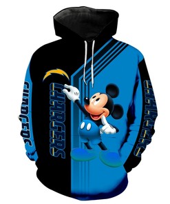 Nfl Los Angeles Chargers Mickey 3D Hoodie Zip Hoodie, Nfl 3D All Over Print Hoodie Zip Hoodie