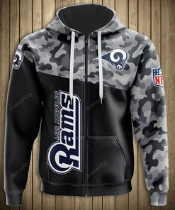 Nfl Los Angeles Rams Military Camo Men And Women 3D All Over Print Zip Up Hoodie