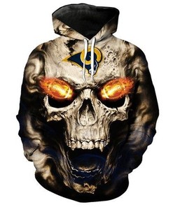 Nfl Los Angeles Rams On Fire In Skulls Eyes For Unisex 3D All Over Print Zip Up Hoodie Option