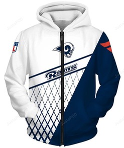 Nfl Los Angeles Rams Unisex 3D Zip Up Hoodie