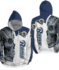 Nfl Los Angeles Rams With Skull 3D Full Over Print Hoodie Zip Hoodie Sweater Tshirt 3