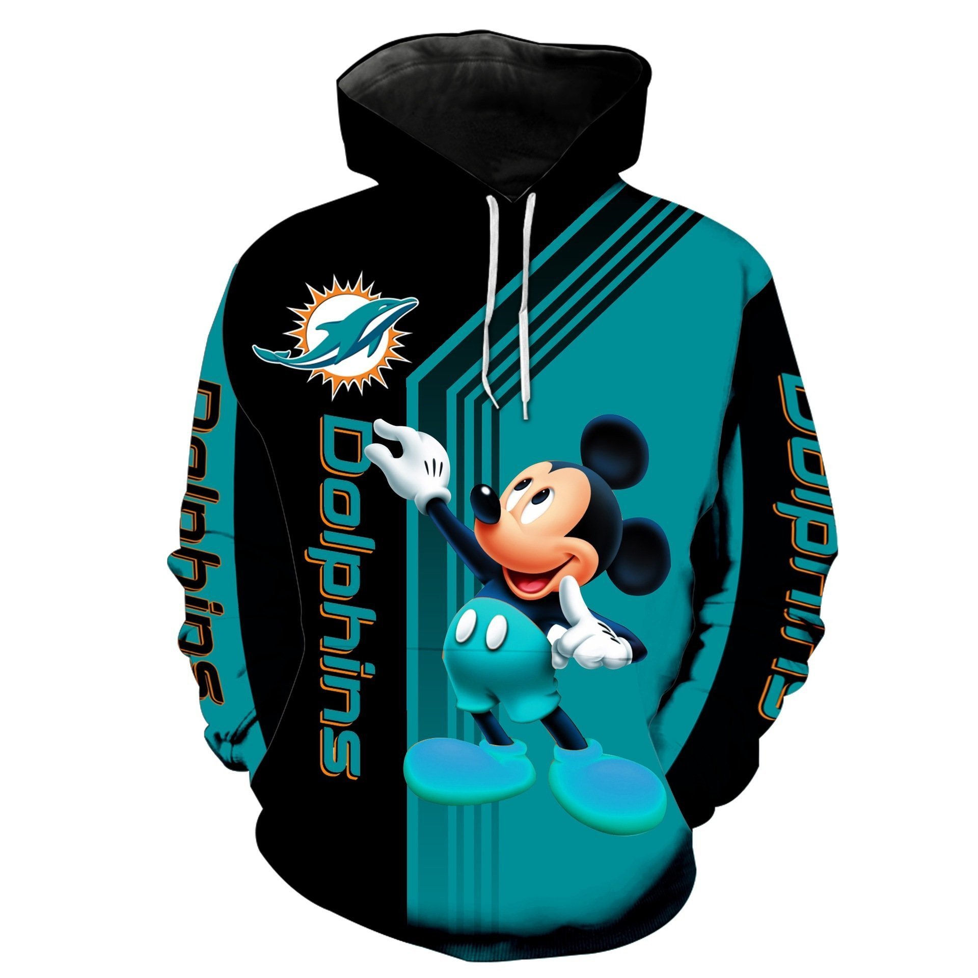 Nfl Miami Dolphins Mickey Limited 3D Hoodie Zip Hoodie, Nfl 3D All Over Print Hoodie Zip Hoodie