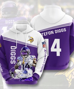 Nfl Minnesota Vikings Stefon Diggs 14 3D All Over Print Zip Up Hoodie Option