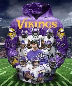 Nfl Minnesota Vikings Team 3D All Over Print Zip Up Hoodie Option