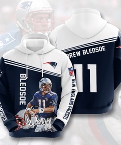 Nfl New England Patriots Drew Bledsoe 3D All Over Print Zip Up Hoodie Option