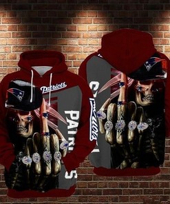Nfl New England Patriots Grim Reaper Fingered 3D All Over Print Zip Up Hoodie Option