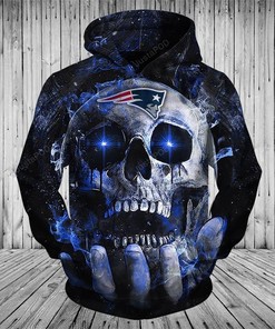 Nfl New England Patriots Neon Skull 3D All Over Print Zip Up Hoodie Option