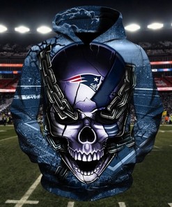 Nfl New England Patriots Team Skull 3D All Over Print Zip Up Hoodie Option