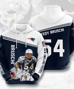 Nfl New England Patriots Tedy Bruschi 3D All Over Print Zip Up Hoodie Option