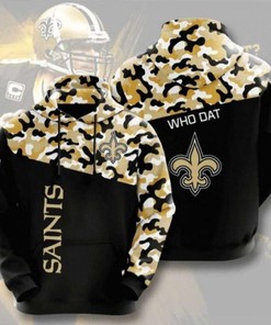 Nfl New Orleans Saints Camouflage Football Team 3D All Over Print Zip Up Hoodie Option