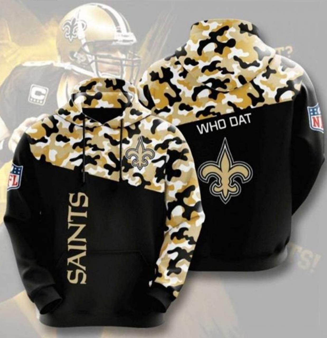 Nfl New Orleans Saints Camouflage Football Team 3D All Over Print Zip Up Hoodie Option
