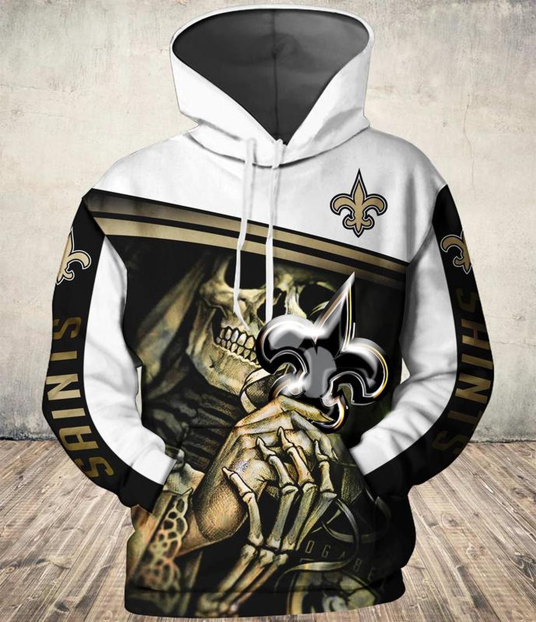 Nfl New Orleans Saints Skull 3D Hoodie