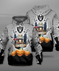 Nfl Oalkand Raiders Jack Skellington The Nightmare Before Christmas 3D All Over Print Zip Up Hoodie Option
