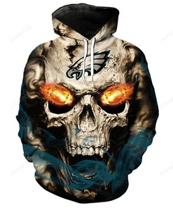 Nfl Philadelphia Eagles Fiery Eagles Football Eyes 3D All Over Print Zip Up Hoodie Option
