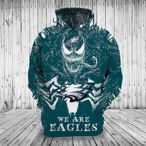 Nfl Philadelphia Eagles Venom We Are Eagles Men And Women 3D All Over Print Zip Up Hoodie Option