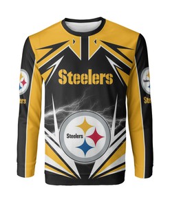 Nfl Pittsburgh Steelers Lighting 3D Full Over Print Hoodie Zip Hoodie Sweater Tshirt