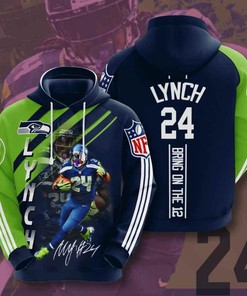 Nfl Seattle Seahawks Marshawn Lynch 3D All Over Print Zip Up Hoodie Option