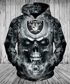 Nfl Skull Oakland Raiders 3D All Over Printed Hoodie, Zip Up Hoodie