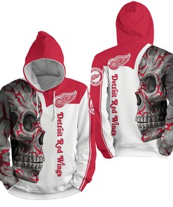 Nhl Detroit Red Wings With Skull 3D Full Over Print Hoodie Zip Hoodie Sweater Tshirt 3