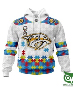 Nhl Nashville Predators Autism Awareness Custom Name Number 3D Hoodie Zip Hoodie, Nhl 3D All Over Print Hoodie Zip Hoodie