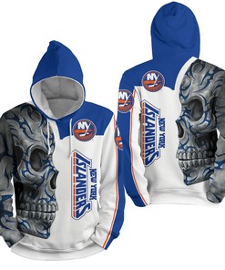 Nhl New York Islanders With Skull 3D Full Over Print Hoodie Zip Hoodie Sweater Tshirt 3
