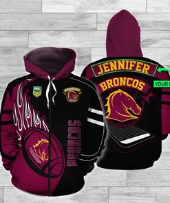 Nrl 3D Hoodie Brisbane Broncos Custom Name 3D All Over Printed Hoodie