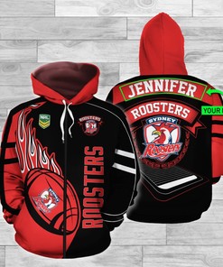 Nrl 3D Hoodie Sydney Roosters Custom Name 3D All Over Printed Hoodie