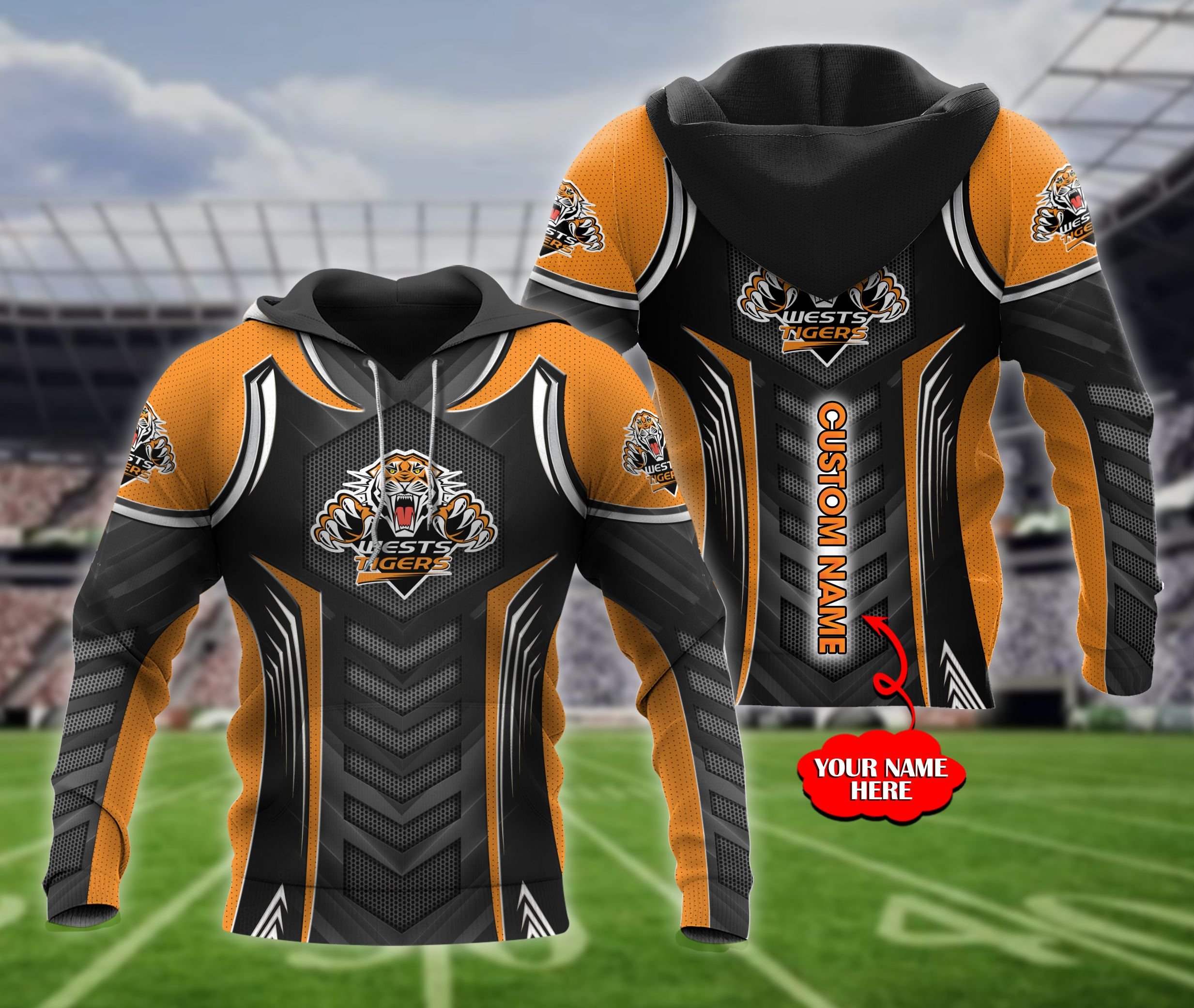 Ntthd1104 Personalized Wests Tigers 3D Hoodie Zip Hoodie, Nrl 3D All Over Print Hoodie Zip Hoodie