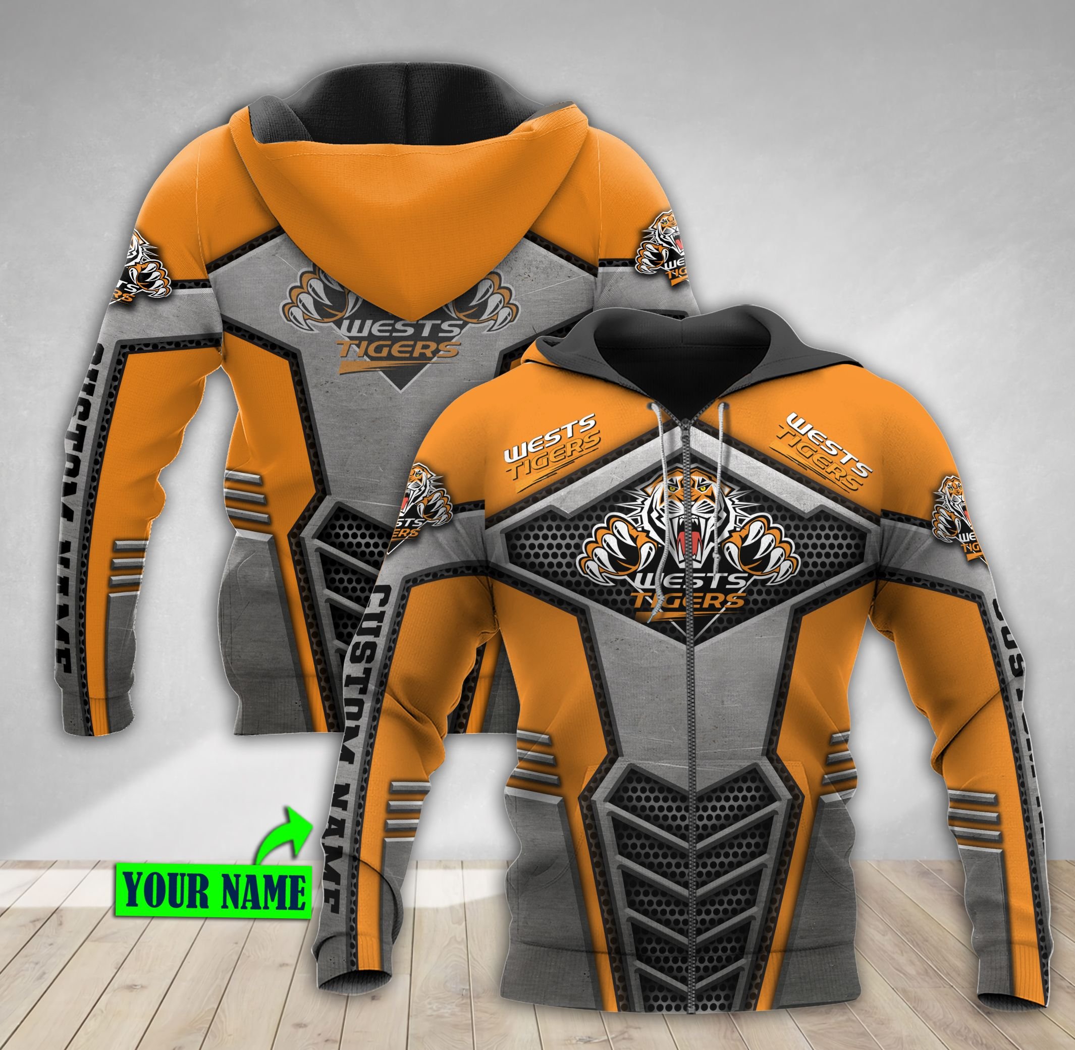 Ntthd1188 Hn Personalized Wests Tigers 3D Hoodie Zip Hoodie, Nrl 3D All Over Print Hoodie Zip Hoodie