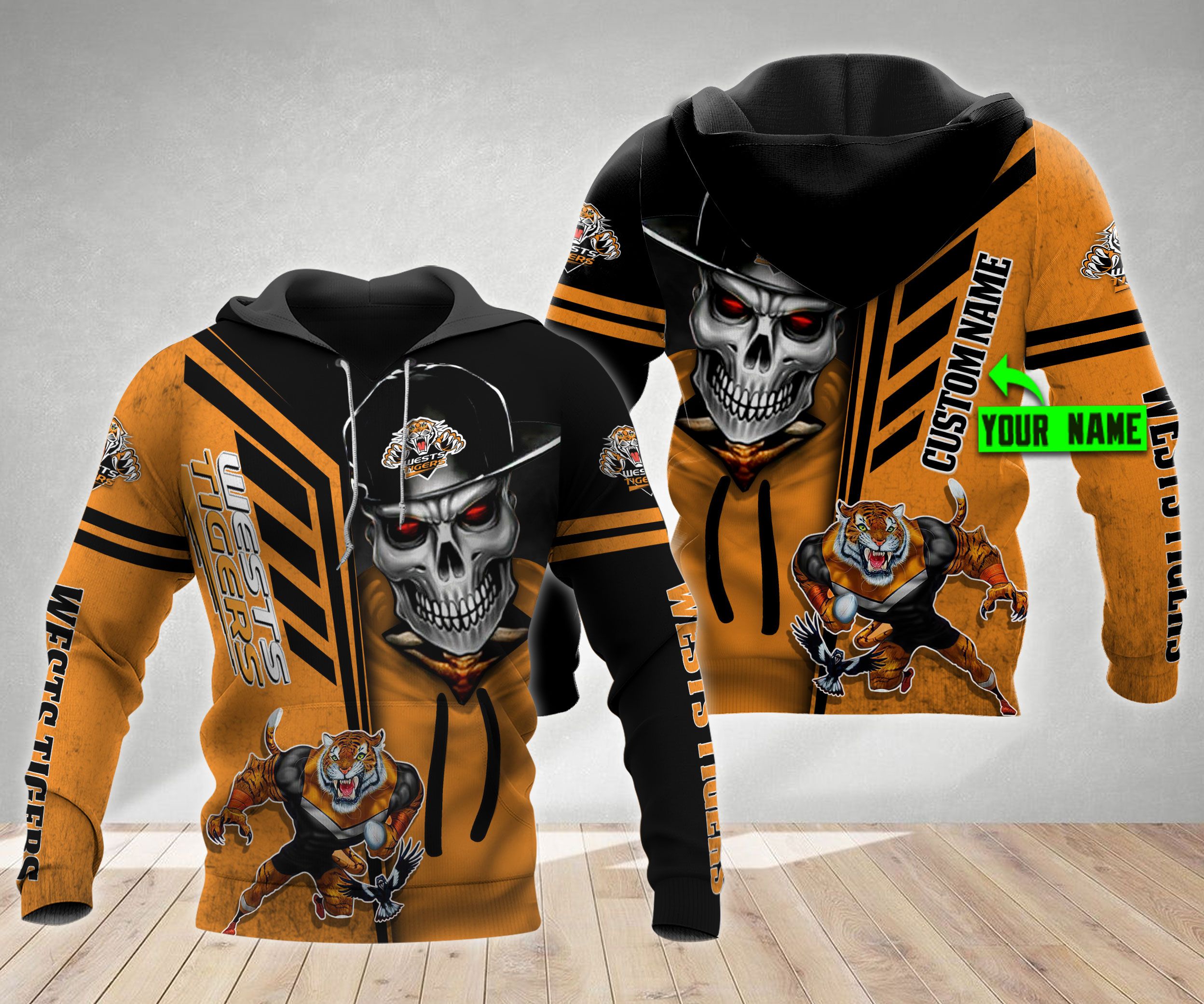 Ntthd1256 Yn Personalized Custom Wests Tigers 3D Hoodie Zip Hoodie, Nrl 3D All Over Print Hoodie Zip Hoodie