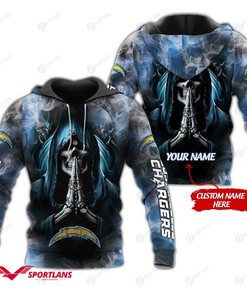 Ntthd923 Personalized Custom 3D Hoodie Los Angeles Chargers Skull Nfl