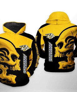 Nashville Predators Nhl Skull 3D All Over Print Hoodie With Zip Up