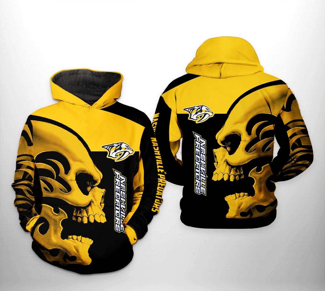 Nashville Predators Nhl Skull 3D All Over Print Hoodie With Zip Up