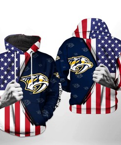 Nashville Predators Nhl Us Flag Camo Veteran 3D All Over Print Hoodie With Zip Up