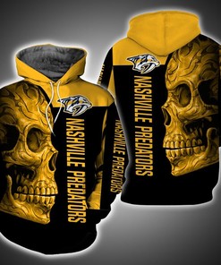 Nashville Predators Skull Ver.12.15 3D Hoodie Zip Hoodie, Nhl 3D All Over Print Hoodie Zip Hoodie