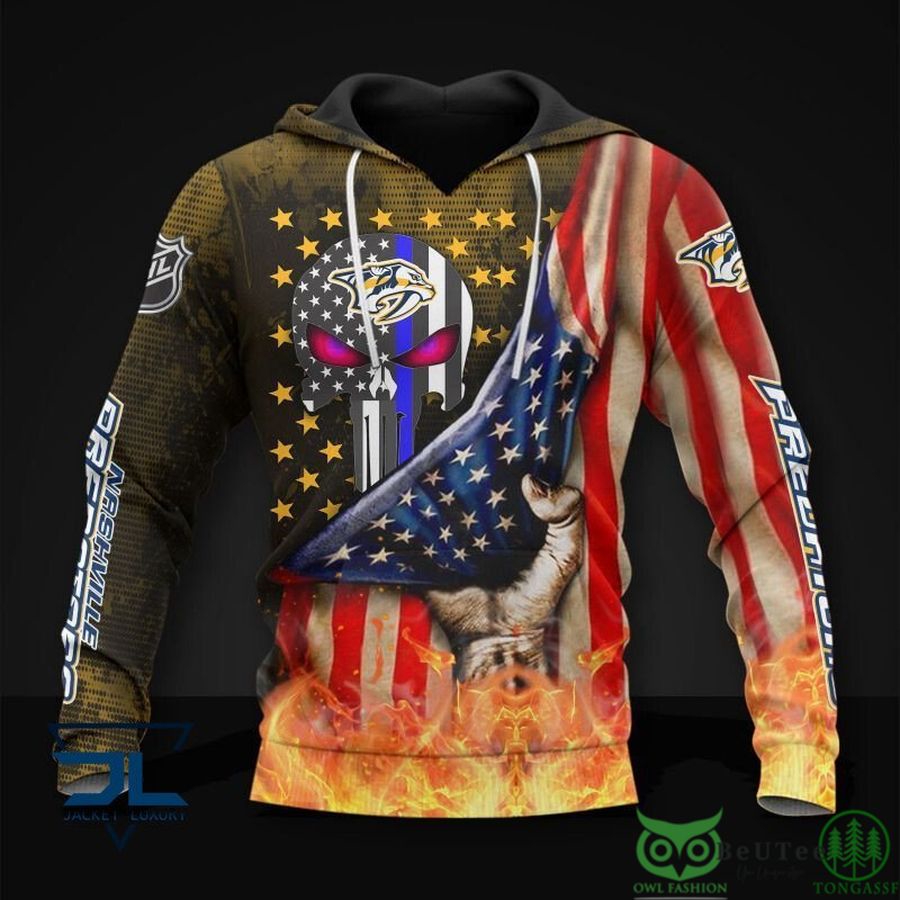 Nashville Predators Us Flag 3D Hoodie Zip Hoodie, Nhl 3D All Over Print Hoodie Zip Hoodie