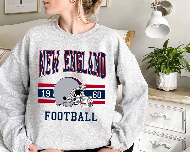 New England Football Sweatshirt, Vintage Retro New England Football Crewneck Sweatshirt, AFC Fan Shirt, NFL Shirt - Image 2