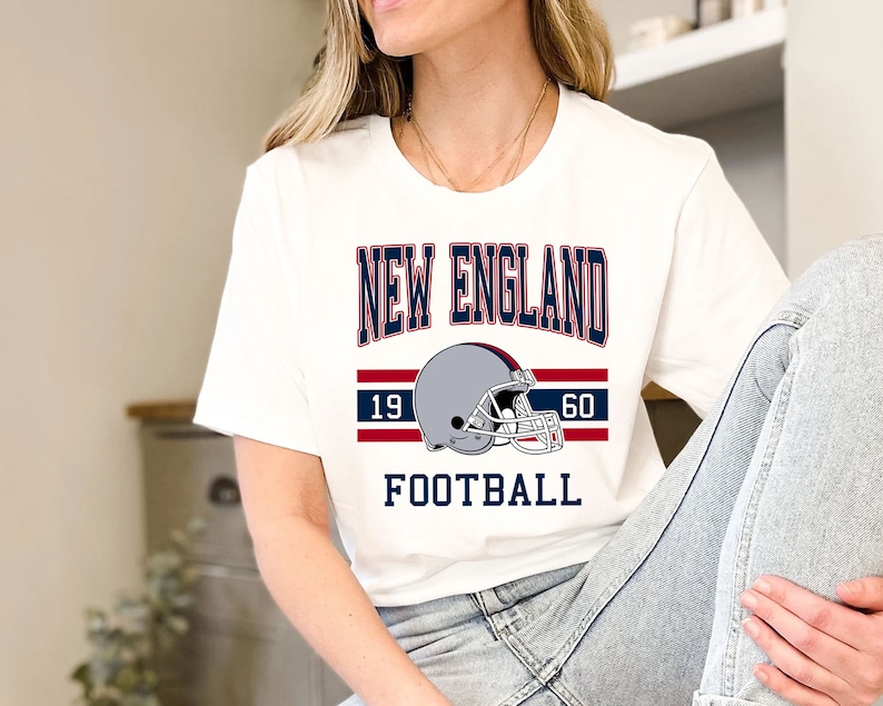 New England Football Sweatshirt, Vintage Retro New England Football Crewneck Sweatshirt, AFC Fan Shirt, NFL Shirt - Image 4